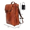 Hyatt Leather Accessories 18 Inch 4 Use Leather Backpack Bag for Men and Women (Tan)