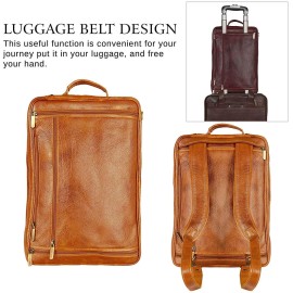 Hyatt Leather Accessories 18 Inch 4 Use Leather Backpack Bag for Men and Women (Tan)