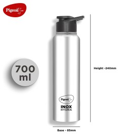 Pigeon Inox Hydra 700 ml Bottle (Pack of 1,Silver,Steel)