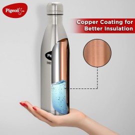 Pigeon Aqua Therminox Stainless Steel Vaccum Insulated Water Bottle with Copper Coating Inside for Better Hot and Cold Retention (750 ml)