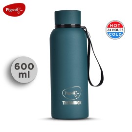 Pigeon 1.5 Liter Stainless Steel Hot Electric Kettle + Pigeon Croma Azure Stainless Steel Double Walled Leak Proof Thermos Flask 600 ml (Teal Blue)