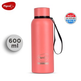 Pigeon Croma Coral Stainless Steel Double Walled Leak Proof Thermos Flask 600 ml (Orange)