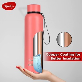 Pigeon Croma Coral Stainless Steel Double Walled Leak Proof Thermos Flask 600 ml (Orange)