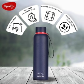 Pigeon Croma Navy Stainless Steel Double Walled Leak Proof Thermos Flask 800 ml (Blue)