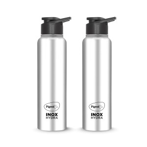 Pigeon Stainless Steel Inox Hydra 900 Drinking Water Bottle Pack of 2 900 ml Bottle (Silver, Steel)