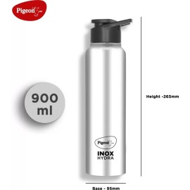 Pigeon Stainless Steel Inox Hydra 900 Drinking Water Bottle Pack of 2 900 ml Bottle (Silver, Steel)