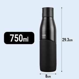 Pigeon Luxe Thermos Stainless Steel Sipper Flask 750ml with Straw 24 Hours Hot and Cold Leak Proof Easy to Open Easy to use Ideal Usage for Office Men/Women, School/College, Travel (Black)