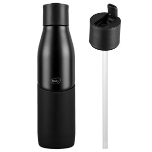 Pigeon Luxe Thermos Stainless Steel Sipper Flask 500ml with Straw 24 Hours Hot and Cold Leak Proof Easy to Open Easy to use Ideal Usage for Office Men/Women, School/College, Travel (Black)