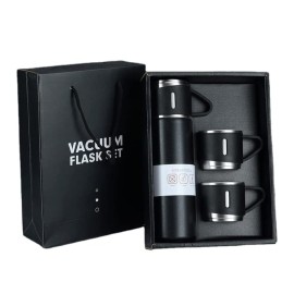 Stainless Steel Vacuum Flask and Flask Set, 3 Steel Cups with Flask Combo, Size-500ML, Odorless & Keeps Liquid Cold/Hot