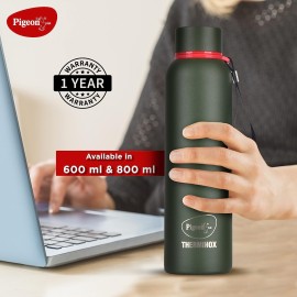 Pigeon Croma Olive Stainless Steel Double Walled Leak Proof Thermos Flask 800 ml (Green)