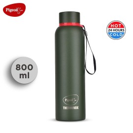 Pigeon Croma Olive Stainless Steel Double Walled Leak Proof Thermos Flask 800 ml (Green)