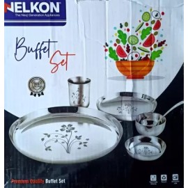 Nelkon Pack of 6 Stainless Steel 6PCS Buffet Set Dinner Set (Steel)