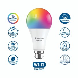 Crompton 9-Watt B22 WiFi Smart LED Bulb Compatible with Amazon Alexa and Google Assistant (Immensa Music Sync B22, Pack of 1)