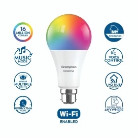 Crompton 9-Watt B22 WiFi Smart LED Bulb Compatible with Amazon Alexa and Google Assistant (Immensa Music Sync B22, Pack of 1)