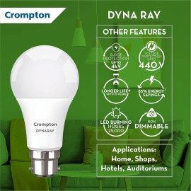 Crompton Dyna Ray 12W Round B22 LED Warm White Pack of 1