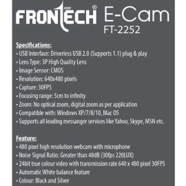 Frontech Webcam E-Cam FT-2252 with Built-in Mic 