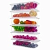 6 Fridge Storage Boxes Fridge Organizer with Removable Drain Plate and Lid Stackable Fridge Storage Containers Plastic Freezer Storage Containers for Fish, Meat, Vegetables, Fruits(1500ML)