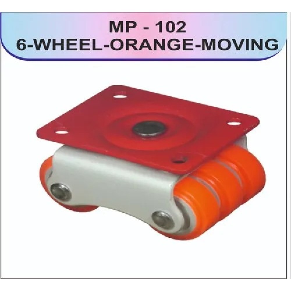 6-Wheels Roller Moving Castor (Orange, 50 mm) Pack of 4 MP-102