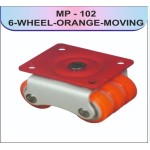 6-Wheels Roller Moving Castor (Orange, 50 mm) Pack of 4 MP-102