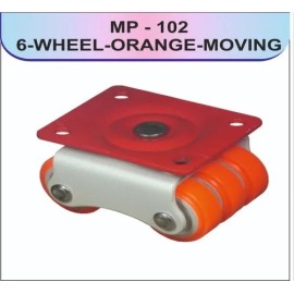 6-Wheels Roller Moving Castor (Orange, 50 mm) Pack of 4 MP-102