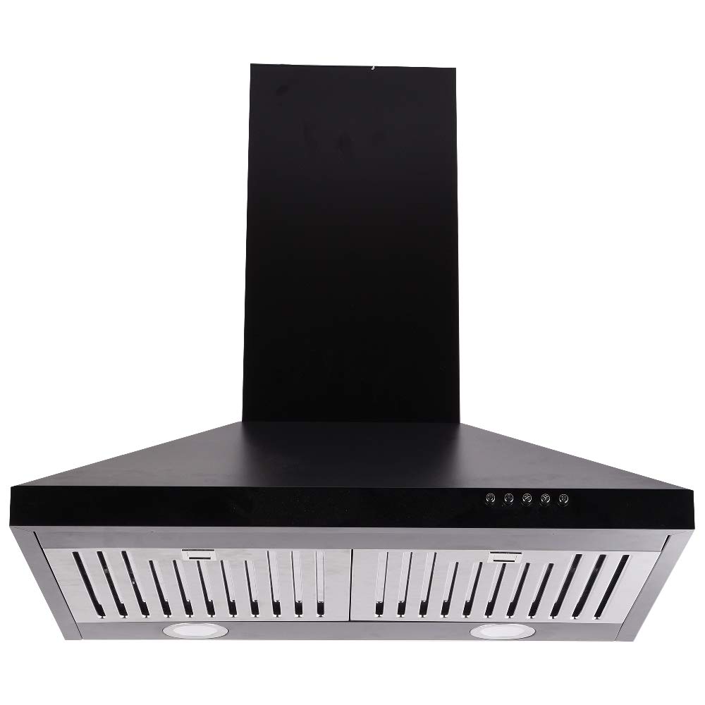Pigeon Nebula 60 cm with Airflow 860 m3h Baffle Filter Chimney, Press Button Controls (Black, Silver, Large)