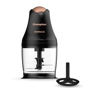 Crompton ChopMaxx Electric Vegetable Chopper | 300 Watts Motors | Twin S-Shaped Ninja food grade blades | 800 ml see through food grade bowl | Whisking attachment | Easy to clean & Store
