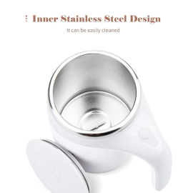 Stirring Coffee Mug Magnetic Stirring Coffee Cup Stainless Steel Mug for Milk Travel Mixing Cup Self Stirring Coffee Mug, Suitable for Coffee / Milk / Hot Chocolate, Battery Operated ( Battery Not Included)