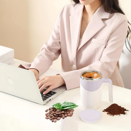 Stirring Coffee Mug Magnetic Stirring Coffee Cup Stainless Steel Mug for Milk Travel Mixing Cup Self Stirring Coffee Mug, Suitable for Coffee / Milk / Hot Chocolate, Battery Operated ( Battery Not Included)
