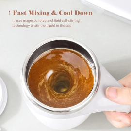 Stirring Coffee Mug Magnetic Stirring Coffee Cup Stainless Steel Mug for Milk Travel Mixing Cup Self Stirring Coffee Mug, Suitable for Coffee / Milk / Hot Chocolate, Battery Operated ( Battery Not Included)