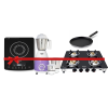Maharaja Whiteline Belenus 4 Burner GS-111 Gas Cooktop + Maharaja Mixtron DLX Mixer Grinder with 3 jars 750W + Maharaja Superion 18DX Induction Cooktop + Nelkon Non-Stick Dosa Tawa 300