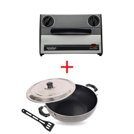 Maharaja Whiteline Flare 2000-Watt Heat Convector Room Heater + Nelkon Nonstick Deep Kadhai Stainless Steel (Large 235 mm)