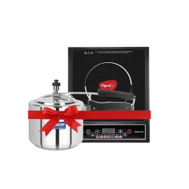 Pigeon Copper Coil Rapido Cute Induction Cooktop + Nelkon Swera 3 Liter Induction Bottom Pressure Cooker(Stainless Steel)