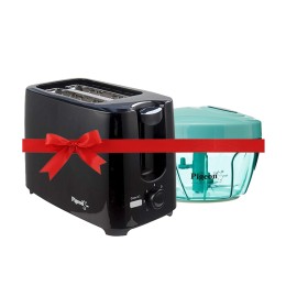 Pigeon 2 Slice Auto Pop Up Toaster 750 Watt + Pigeon Mini Handy with 3 Blades,Green,400 Ml