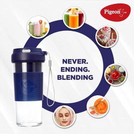 Pigeon Blendo USB Rechargeable Blender with Juicer Cup Jar,330 Ml + Frontech 10000MAH Polymer Battery Power Bank PB-017,Black