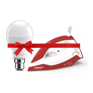 Maharaja Jazz 1000 W Dry Iron + Syska 12 W Standard B22 LED Bulb