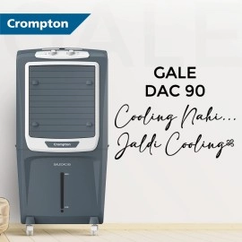 Crompton Gale DAC Desert Air Cooler- 90L, with Everlast Pump, 4-Way Air Deflection and Honeycomb pads, Grey, (ACGC-GALEDAC90) Crompton Gale DAC Desert Air Cooler- 90L, with Everlast Pump, 4-Way Air Deflection and Honeycomb pads, Grey, (ACGC-GALEDAC90)