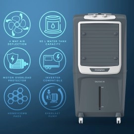 Crompton Gale DAC Desert Air Cooler- 90L, with Everlast Pump, 4-Way Air Deflection and Honeycomb pads, Grey, (ACGC-GALEDAC90) Crompton Gale DAC Desert Air Cooler- 90L, with Everlast Pump, 4-Way Air Deflection and Honeycomb pads, Grey, (ACGC-GALEDAC90)