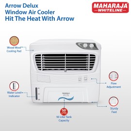 Maharaja Whiteline Arrow Deluxe Personal Air Cooler 50L,White,Grey,Standard