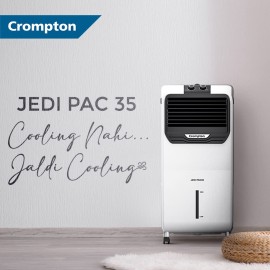 Crompton Jedi PAC 35 Litre Personal Air Cooler for home, Honeycomb pads, 4-way Air Deflection Ice Chamber Everlast Pump Inverter Compatible