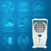 Crompton Ozone Desert Air Cooler- 55L with Everlast Pump, Auto Fill, 4-Way Air Deflection and High Density Honeycomb pads, White & Teal