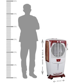 Crompton Ozone Desert Air Cooler- 55L with Everlast Pump, Auto Fill, 4-Way Air Deflection and High Density Honeycomb pads, White & Teal