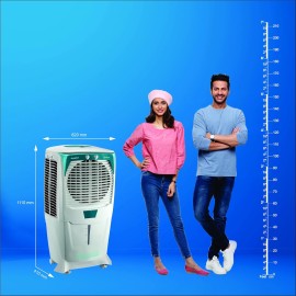 Crompton Ozone Desert Air Cooler- 55L with Everlast Pump, Auto Fill, 4-Way Air Deflection and High Density Honeycomb pads, White & Teal