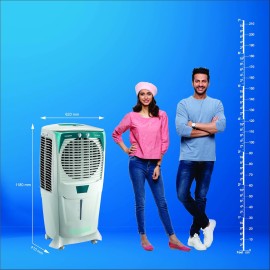 Crompton Ozone Desert Air Cooler- 75L with Everlast Pump, Auto Fill, 4-Way Air Deflection and High Density Honeycomb Pads White & Teal