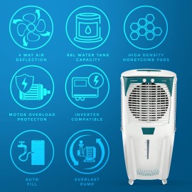 Crompton Ozone 88 Litres Desert Air Cooler for home Large & Easy Clean Ice Chamber 4-Way Air Deflection High Density Honeycomb Pads Everlast Pump Auto Fill