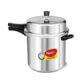 Pigeon Deluxe Aluminium Outer Lid Pressure Cooker, 12 Litres, Silver