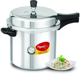 Pigeon Deluxe Aluminium Outer Lid Pressure Cooker, 12 Litres, Silver