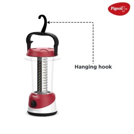Pigeon Sirius Emergency 360 Degree Rechargeable Lantern with 1600 mAH and 8 Hours Backup,(Red)