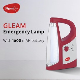 Pigeon Gleam LED Rechargeable Emergency Lamp with 1600 mAH and 50 Hours of Backup time(Red)