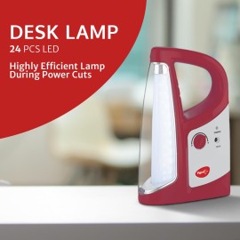 Pigeon Gleam LED Rechargeable Emergency Lamp with 1600 mAH and 50 Hours of Backup time(Red)