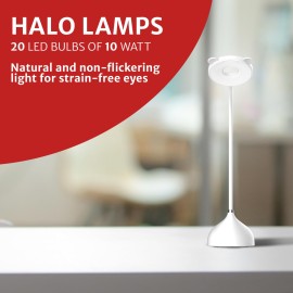 Pigeon Halo Rechargeable LED Reading Lamps with Flicker-Free USB Charging 3 Stage Dimming, 10 Watt,14714(White,Medium,Pack of 1)